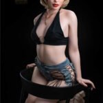 166cm Short Hair Blonde C Cup Full Silicone Sex Doll+Free 2nd Head